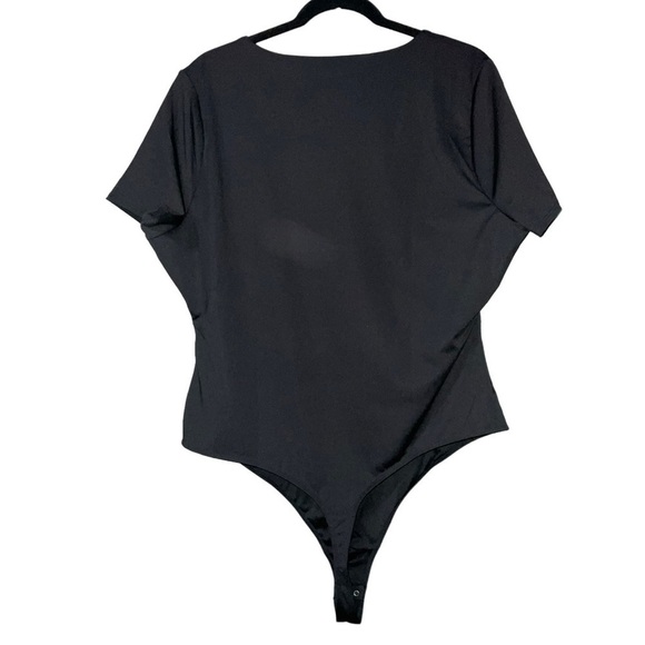 Bar Ill Trendy Plus Size Sculpting Short-Sleeve Bodysuit. Sz 2X/3X Deep Black - Picture 3 of 10
